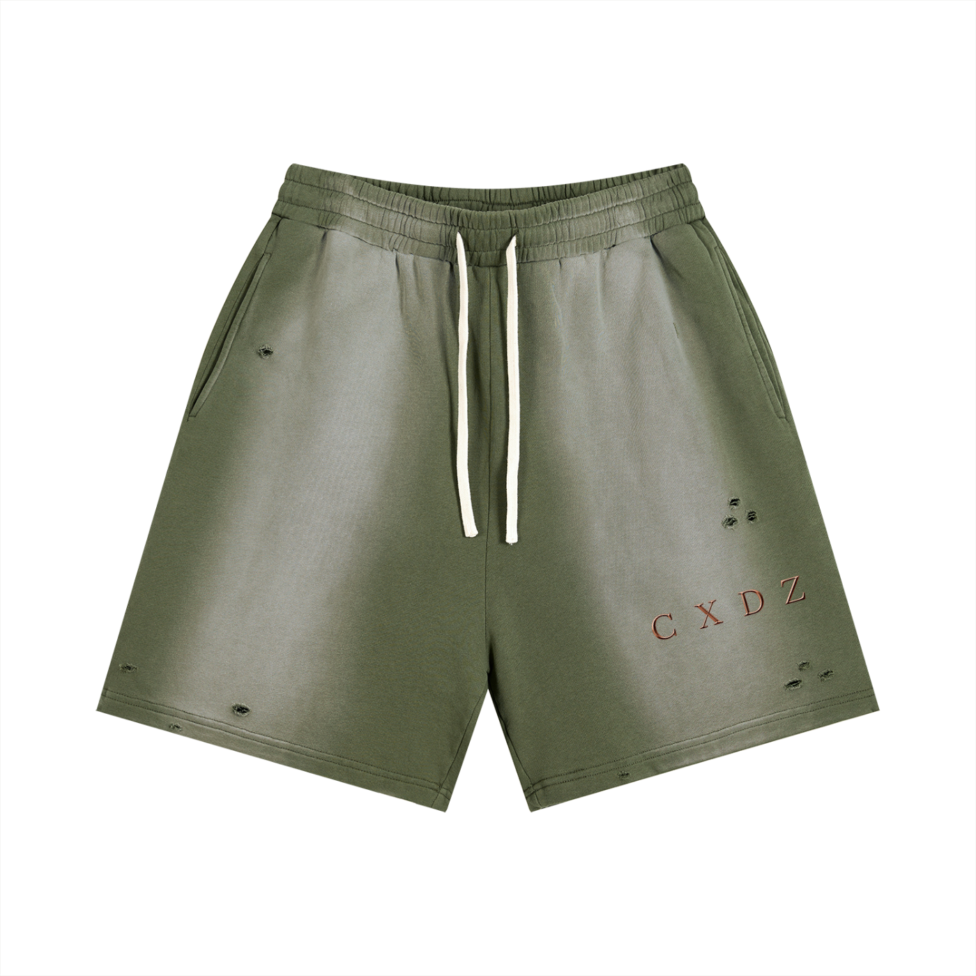 CHOXENZ Battered bronze shorts